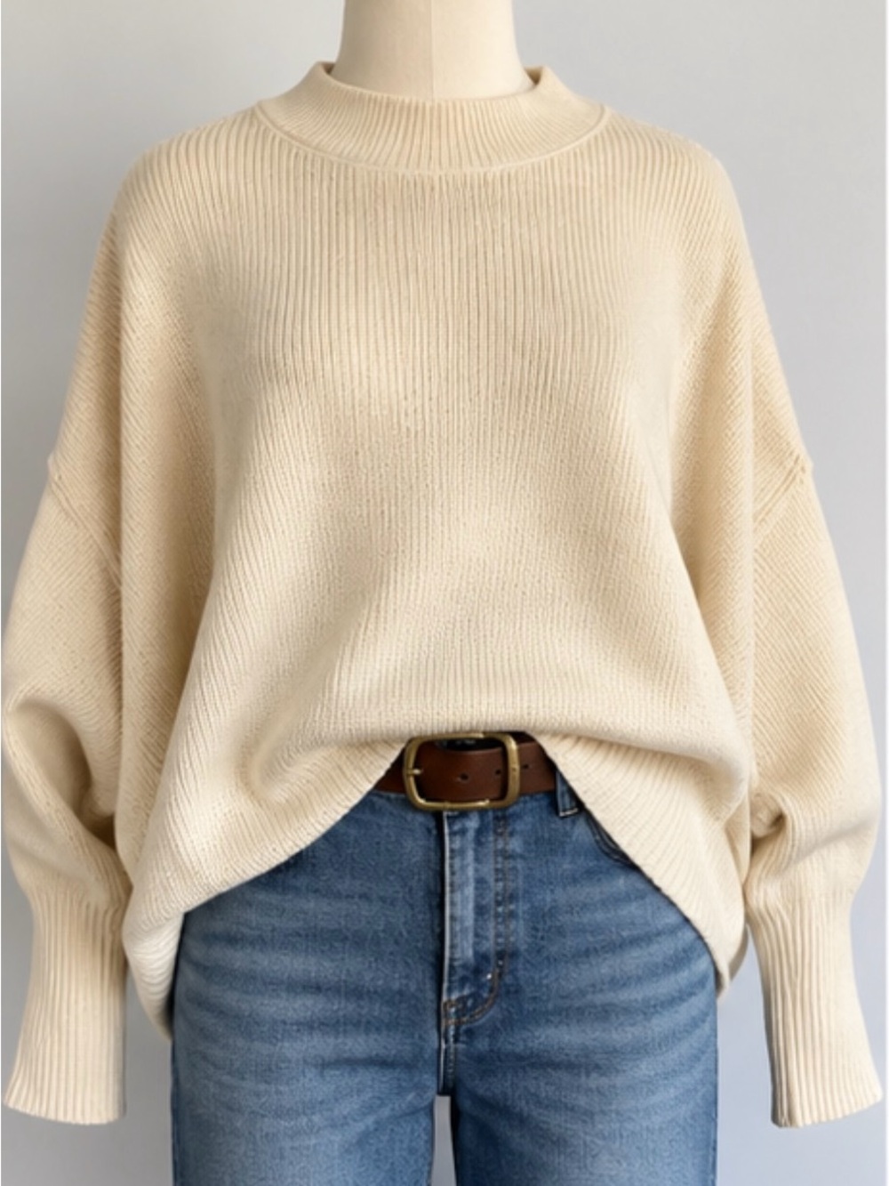 Free People Easy Street Tunic Sweater Cream S NWT Oversized Ribbed